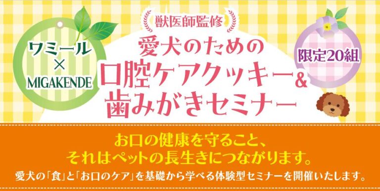【2026年4月29日（水/祝）開催】「愛犬のための口腔ケアクッキー＆歯みがきセミナー」のお知らせ